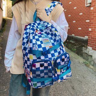 Checkered Buckled Lightweight Backpack