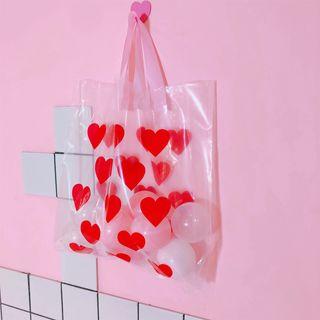 Heart Print Pvc Tote Bag As Shown In Figure - One Size
