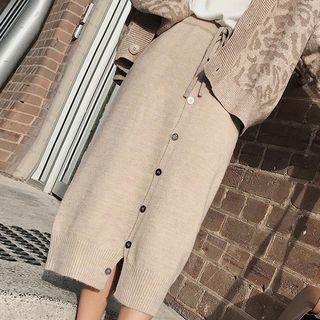 Button Detail Knit Skirt