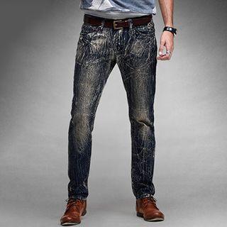 Patterned Straight Jeans