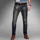 Patterned Straight Jeans