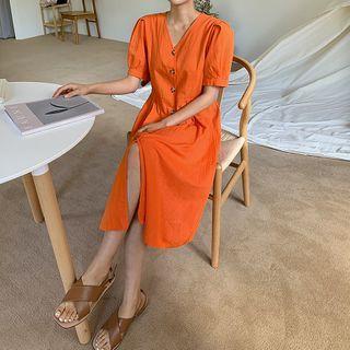 Pleated-front Shirtdress
