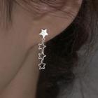 Star Alloy Dangle Earring With Ear Plug - 1 Pair - Star - Silver - One Size