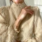 Lace-detail Furry Blouse