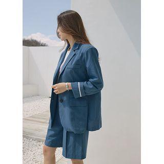 Slit-side Linen Blend Blazer