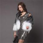 Hook-and-eye Two-tone Faux-fur Jacket
