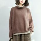 Mock Two-piece Mock Turtleneck Sweater / Plaid Wide Leg Pants