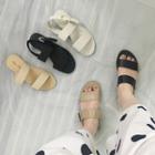 Faux Leather Flat Sandals / Slide Sandals