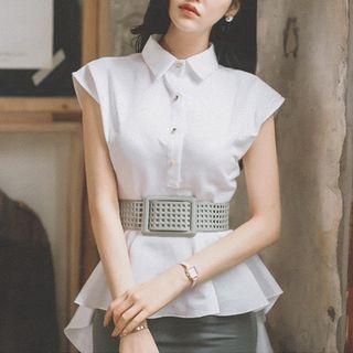 Cap-sleeve Ruffle Blouse