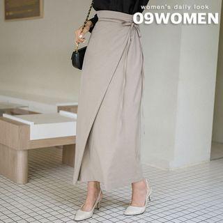 Plus Size Tie-waist Maxi Wrap Skirt