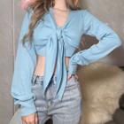 Puff-sleeve Bow Crop T-shirt