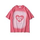 Short-sleeve Lettering Heart Print Shirt