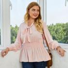 Tie-neck Peplum Blouse