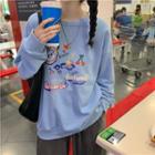 Long-sleeve Round-neck Printed Sweatshirt
