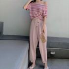 Striped Short-sleeve T-shirt / Harem Pants