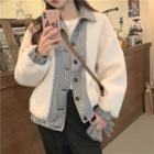 Check Fleece Loose-fit Jacket As Figure - One Size