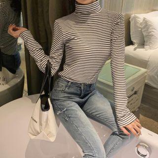 High-neck Striped T-shirt