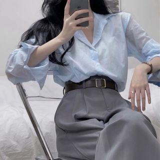 Set: Long-sleeve Shirt + Loose Fit Dress Pants