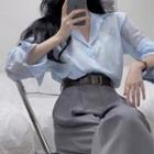 Set: Long-sleeve Shirt + Loose Fit Dress Pants
