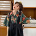 Printed Short-sleeve Shirt / Wide-leg Jumper Shorts