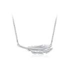 925 Sterling Silver Simple Feather Necklace Silver - One Size