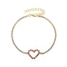 Heart Rhinestone Bracelet 01 - Gold - One Size