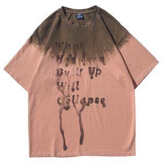 Short-sleeve Lettering Tie-dye T-shirt
