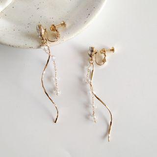 Faux Crystal Swirl Alloy Fringed Earring