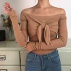 Off-shoulder Bow T-shirt