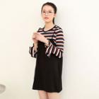 Set: Striped Knit Pullover + Strappy A-line Dress