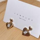 Heart Drop Earring 1 Pair - S925 Silver - Earrings - Gold - One Size
