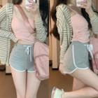 Plain Camisole Top / Cardigan / Piped Shorts