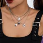 Heart Necklace 3379 - Silver - One Size