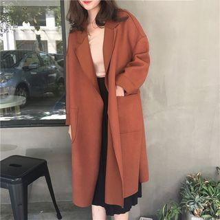 Plain Loose-fit Coat As Figure - One Size