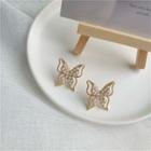 Butterfly Faux Pearl Earring 1 Pair - Butterfly Faux Pearl Earring - Gold - One Size