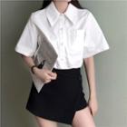 Pocket Detail Short-sleeve Shirt / Irregular Hem Skort