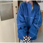Fleece Loose-fit Zip Jacket Blue - One Size