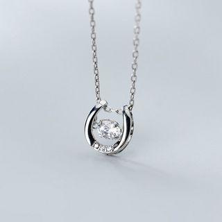 925 Sterling Silver Faux Crystal Pendant Necklace Necklace - One Size