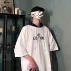 Raglan-sleeved Embroidered Hooded T-shirt