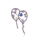 Fashion Creative Star Balloon Brooch With Purple Cubic Zirconia Silver - One Size