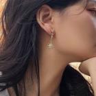 Rhinestone Star Earring Stud Earring - 1 Pair - Silver Stud - Star - Gold - One Size