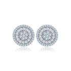 Fashion Bright Geometric Round Stud Earrings With Cubic Zirconia Silver - One Size