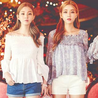 Square-neck Floral Pattern Top