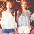 Square-neck Floral Pattern Top