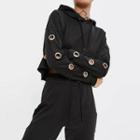 Eyelet Detail Cropped Hoodie