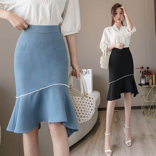 Asymmetric Beaded Mermaid Skirt