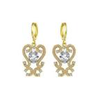 Noble And Simple Plated Gold Geometric Texture Cubic Zircon Earrings Golden - One Size