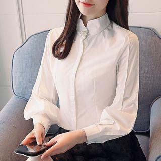 Puff Sleeve Beaded Blouse