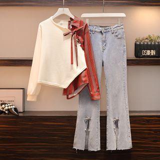 Mock Two-piece Shirt / Boot Cut Jeans