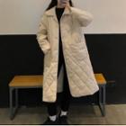 Collared Padded Open-front Midi Coat